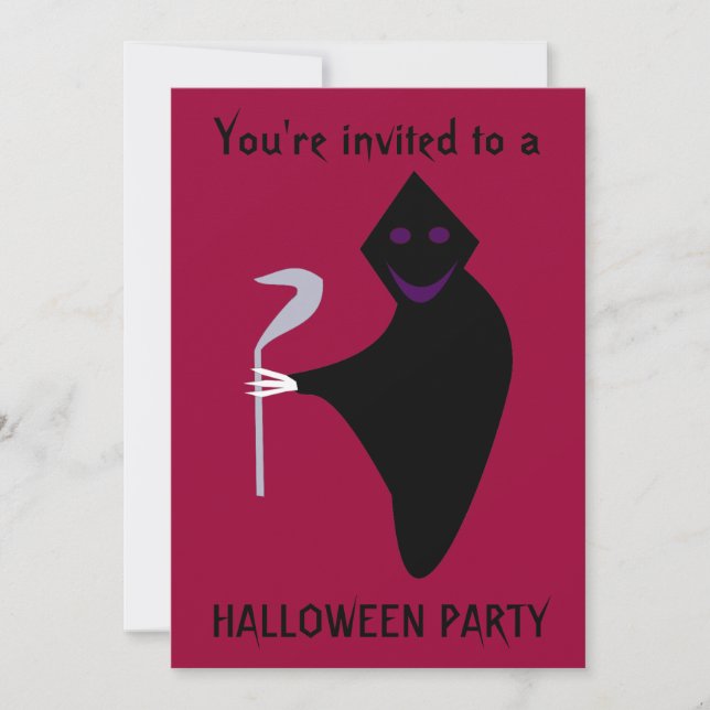 Grim Sensenmann Halloween-Party Anpassbare Einladu Einladung (Vorderseite)
