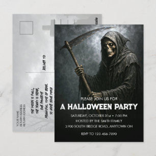 Grim Sensenmann Halloween-Party Einladung Postkart Postkarte