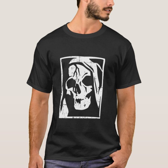 Grim Sensenmann Halloween Spooky Skeleton Men Wo T-Shirt (Vorderseite)