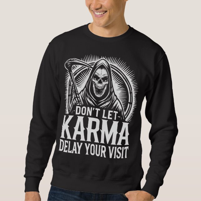 Grim Sensenmann Karma Warning - Dark Gothic Art Sweatshirt (Vorderseite)