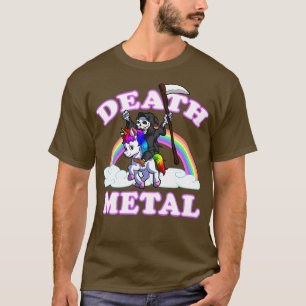Grim Sensenmann Riding Unicorn Death Metal Rock Mu T-Shirt