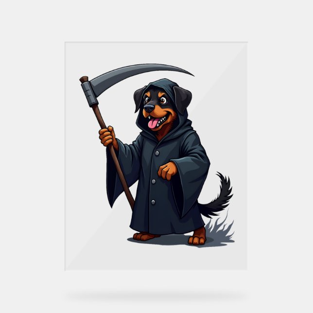 Grim Sensenmann Rottweiler Dog Acrylschild (Vorderseite)