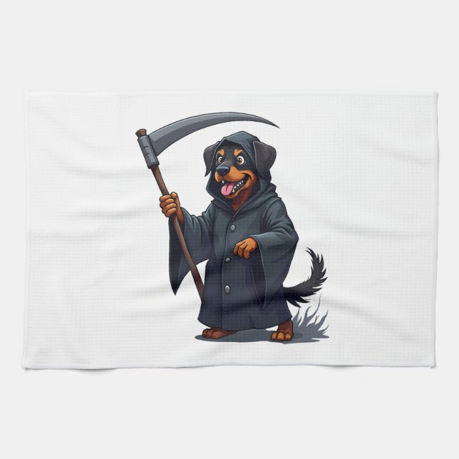 Grim Sensenmann Rottweiler Dog Geschirrtuch (Horizontal)