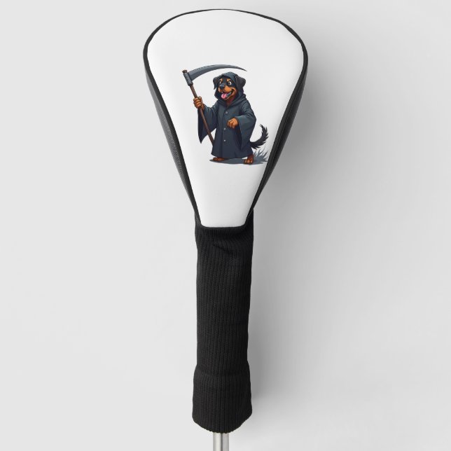 Grim Sensenmann Rottweiler Dog Golf Headcover (Vorderseite)