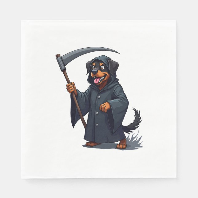 Grim Sensenmann Rottweiler Dog Serviette (Vorderseite)
