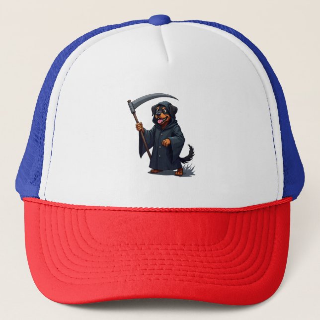 Grim Sensenmann Rottweiler Dog Truckerkappe (Vorderseite)