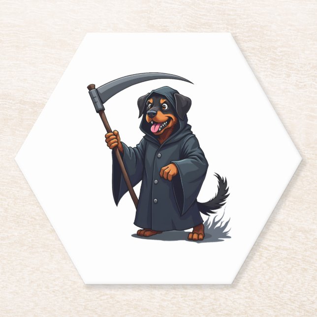 Grim Sensenmann Rottweiler Dog Untersetzer (Vorderseite)