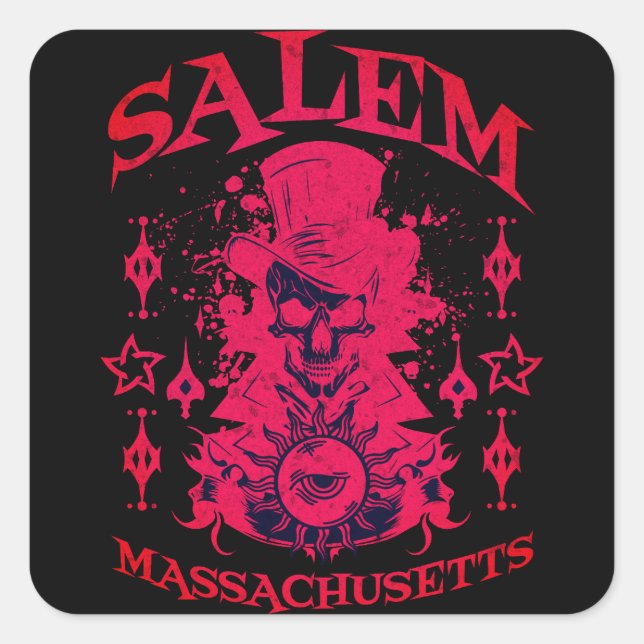 Grim Sensenmann Salem Massachusetts Quadratischer Aufkleber (Vorderseite)