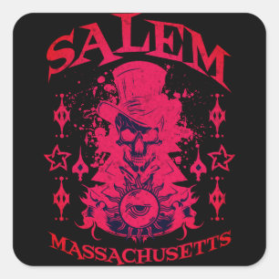 Grim Sensenmann Salem Massachusetts Quadratischer Aufkleber