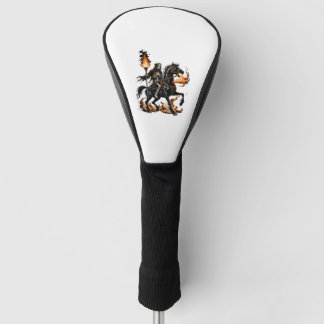 Grim Sensenmann Skeleton Reiten Reiten Flammen Golf Headcover