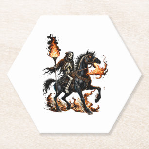 Grim Sensenmann Skeleton Reiten Reiten Flammen Untersetzer