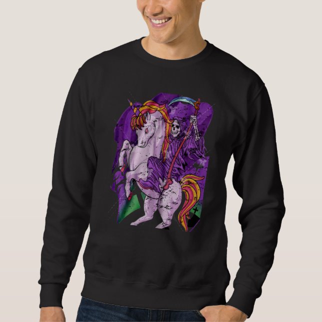 Grim Sensenmann Unicorn Pastel Goth Death Skeleton Sweatshirt (Vorderseite)