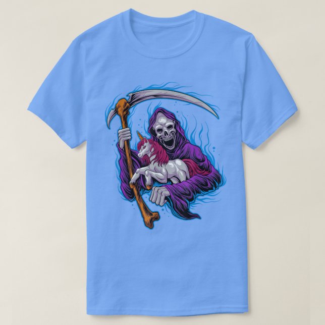 Grim Sensenmann Unicorn Pastel Goth Death Skeleton T-Shirt (Design vorne)