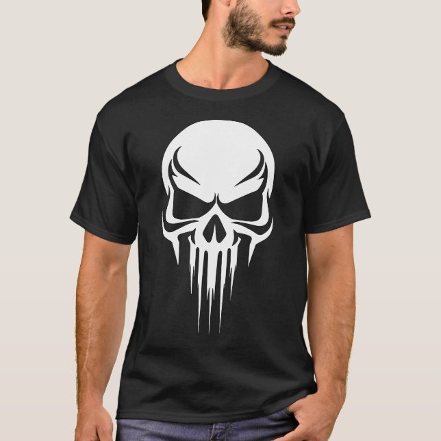 Grim Specter Dripping Skull Graphic T-Shirt (Vorderseite)