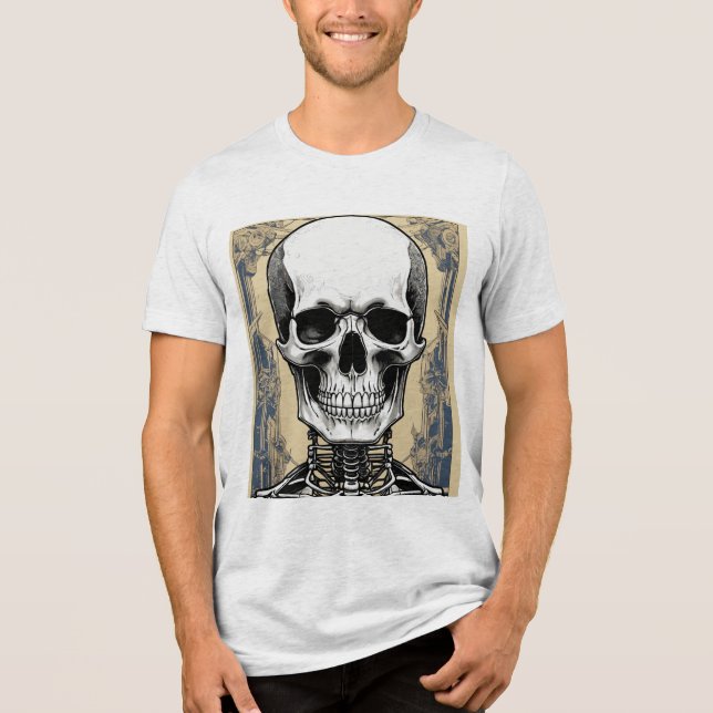 "Grim Style: Skeleton Portrait T - Shirt" Tri-Blend Shirt (Vorderseite)