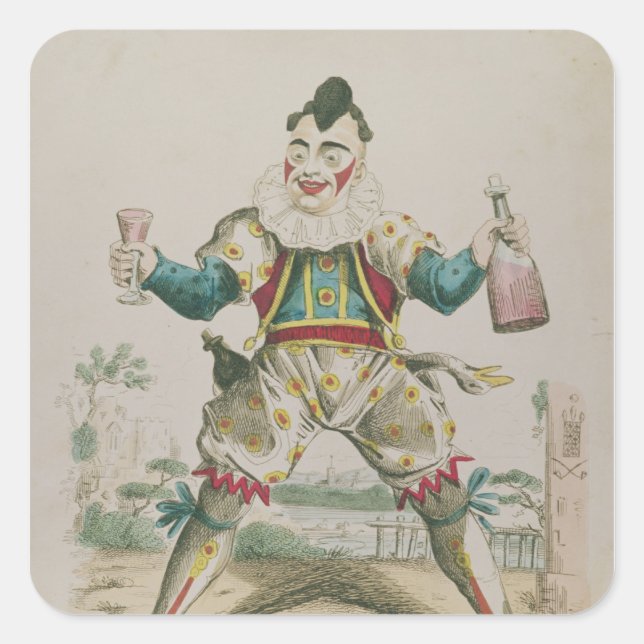 Grimaldi als Clown Quadratischer Aufkleber (Vorderseite)