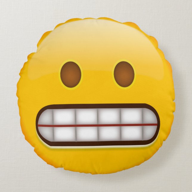 Grimasse Emoji Rundes Kissen (Vorderseite)