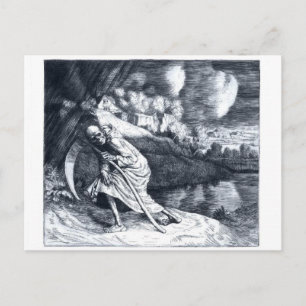 Grimischer Sensenmann 1 Vintage Postkarte