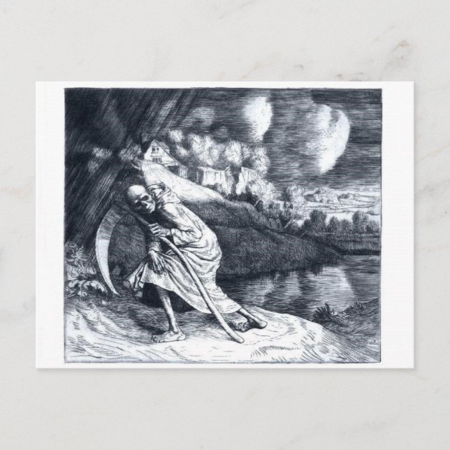 Grimischer Sensenmann 1 Vintage Postkarte (Vorderseite)