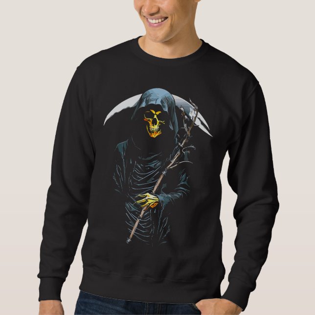 Grimischer Sensenmann: Dunkle Eleganz Sweatshirt (Vorderseite)