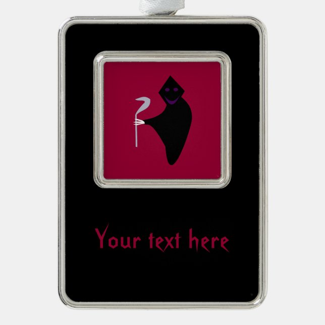 Grimischer Sensenmann Halloween Custom Ornament Rahmen-Ornament Silber (Vorderseite)