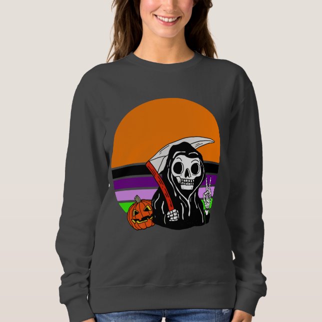 Grimischer Sensenmann - Halloween Sunset Jack O'La Sweatshirt (Vorderseite)