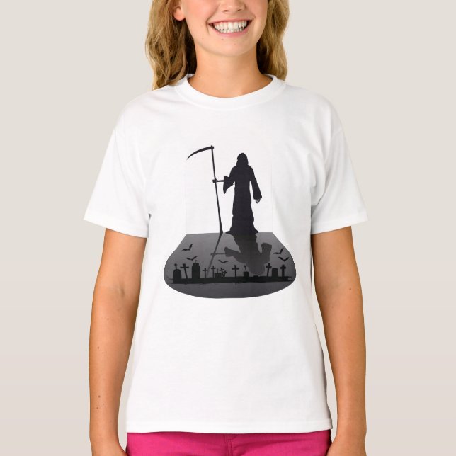 Grimischer Sensenmann Halloween T-Shirt (Vorderseite)