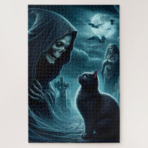 Grimm Reeper und Black Cat Halloween Puzzle