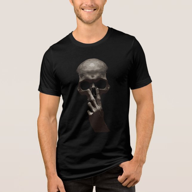 Grimmige Reflektion: Skull & Dunkle Hand Tri-Blend Shirt (Vorderseite)