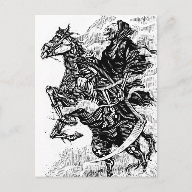 Grimmige Sensenmann BW-Postkarte Postkarte (Vorderseite)