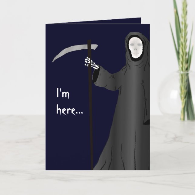 Grimmiger Sensenmann-altes Alters-Witz-lustige Karte (Vorderseite)