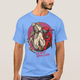 Grimmiger Sensenmann auf tödlichem Einhorn T-Shirt