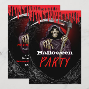 Grimmiger Sensenmann Blutige Halloween-Party Einladung