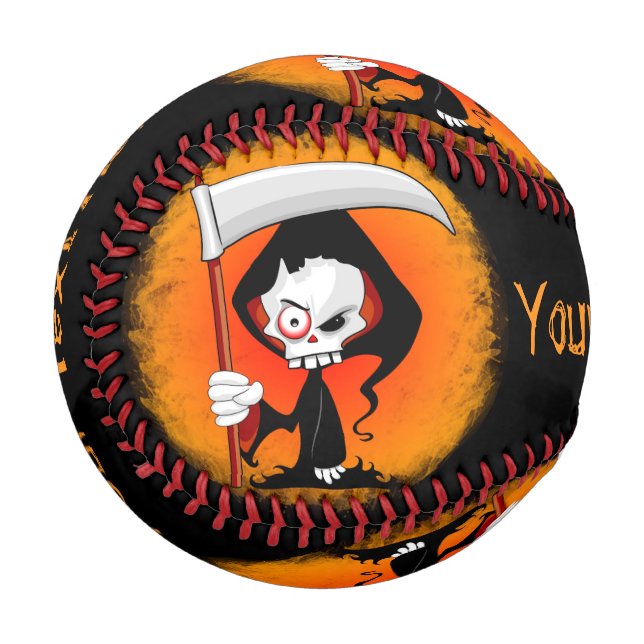 Grimmiger Sensenmann Cartoon Baseball (Vorderseite Links)