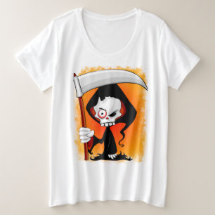 Grimmiger Sensenmann Cartoon Große Größe T-Shirt