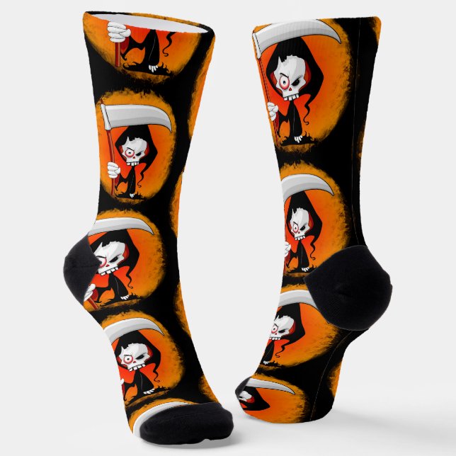 Grimmiger Sensenmann Cartoon Socken (Gewinkelt)