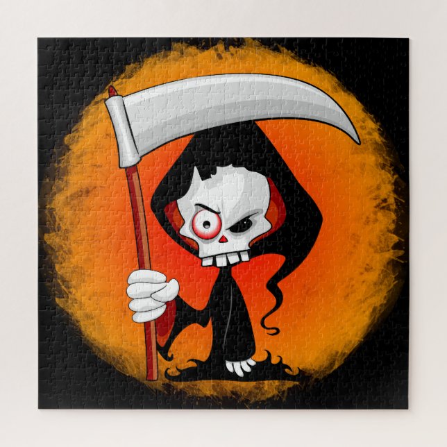 Grimmiger Sensenmann Cartoon Wasserflasche Puzzle (Vertikal)