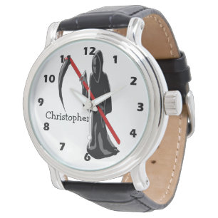 Grimmiger Sensenmann-Design nur Namen hinzufügen Armbanduhr