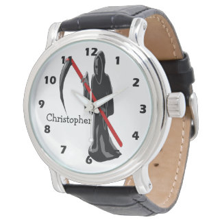 Grimmiger Sensenmann-Design nur Namen hinzufügen Armbanduhr