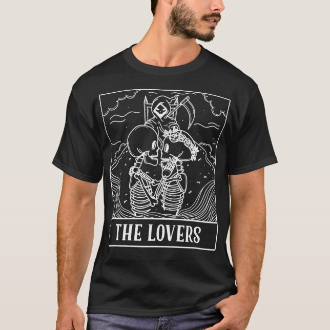Grimmiger Sensenmann Die Liebhaber Tarot-Karte Män T-Shirt (Vorderseite)
