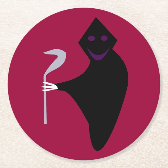 Grimmiger Sensenmann Halloween Paper Untersetzer (Vorderseite)