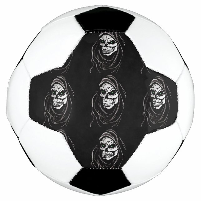 Grimmiger Sensenmann Halloween Schädeldesign Fußball (Vorderseite)