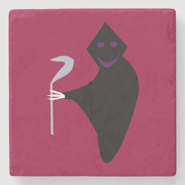 Grimmiger Sensenmann Halloween Stone Untersetzer (Vorderseite)