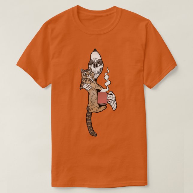 Grimmiger Sensenmann Katzenfreund Kaffee T-Shirt (Design vorne)