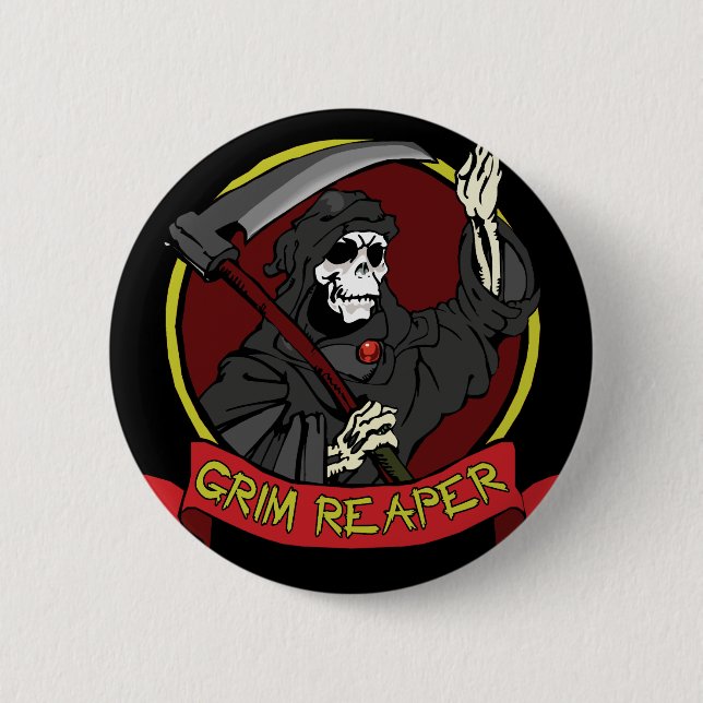 Grimmiger Sensenmann-Knopf Button (Vorderseite)