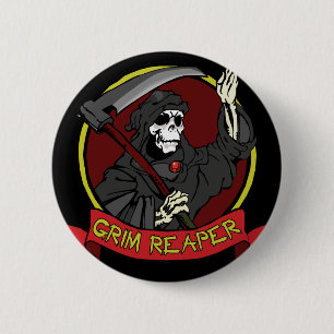 Grimmiger Sensenmann-Knopf Button