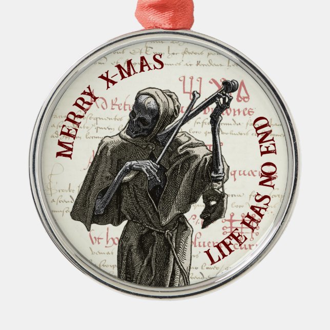 Grimmiger Sensenmann Merry Xmas Ornament Charm (Vorne)