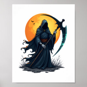 Grimmiger Sensenmann mit Scythe - Beängstigendes H Poster