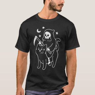 Grimmiger Sensenmann reitet ein katzenarmes Hallow T-Shirt