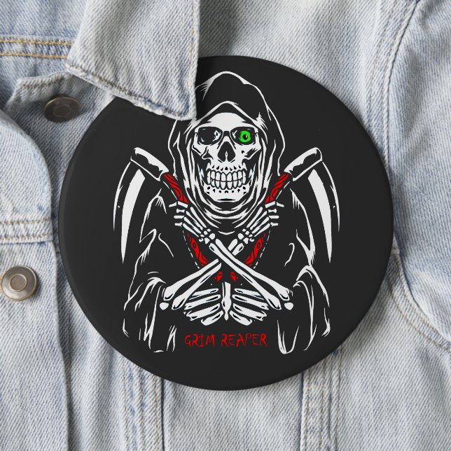 Grimmiger Sensenmann Scythe Death Skelettknochen H Button (Beispiel)
